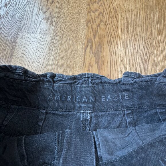 American Eagle Black Paperbag Mom Shorts Tie Waist High Rise Size 4 - Picture 5 of 14